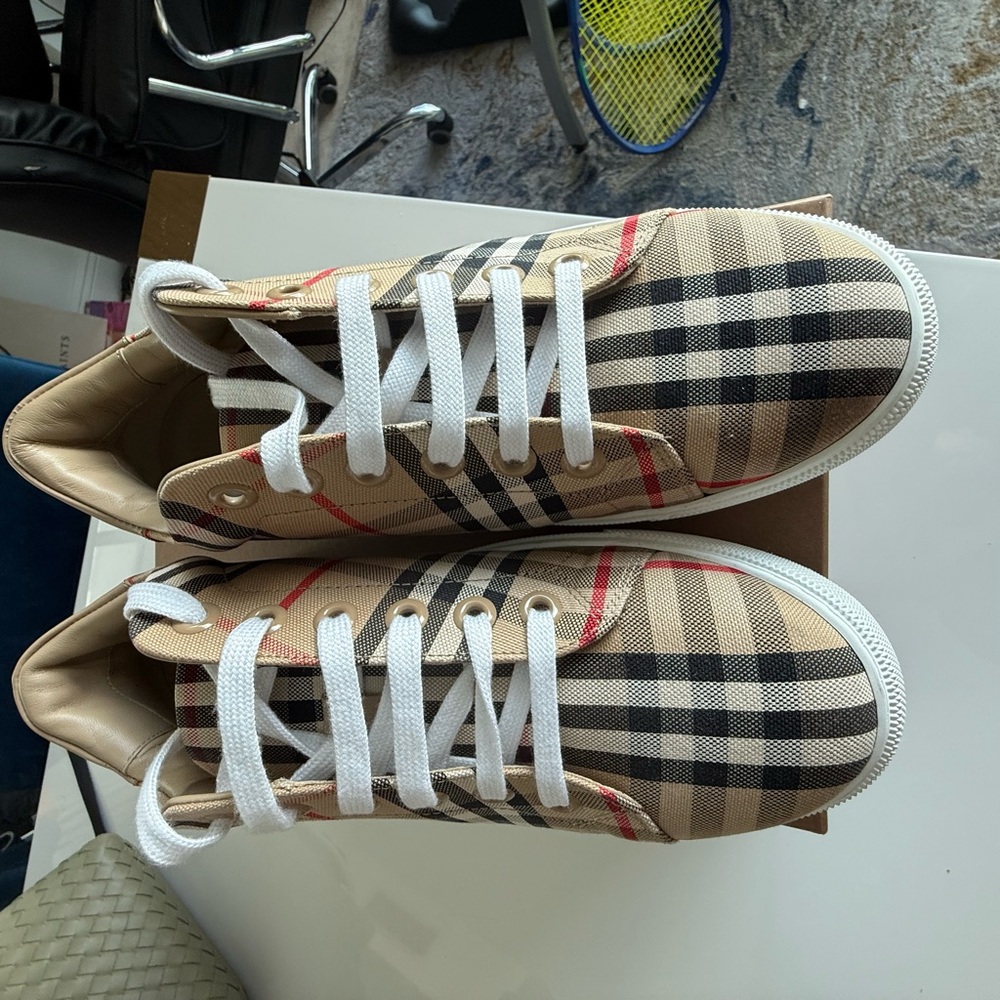 Burberry Check and Leather Sneakers